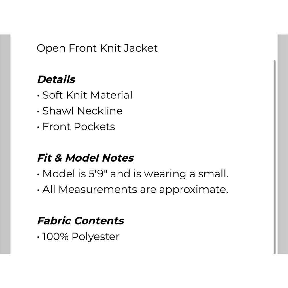 Umgee - Open Front Knit Jacket - Medium - Picture 6 of 6